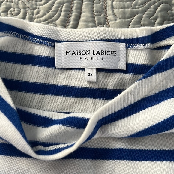 MAISON LABICHE BLUE & WHITE STRIPED WOMEN T-SHIRT SIZE XS MADE IN PORTUGAL - Picture 2 of 9